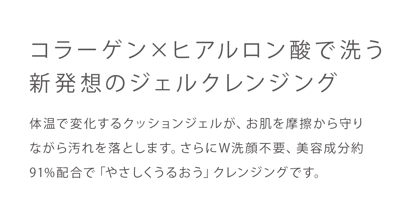 コラーゲン×ヒアルロン酸で洗う新発想のジェルクレンジング